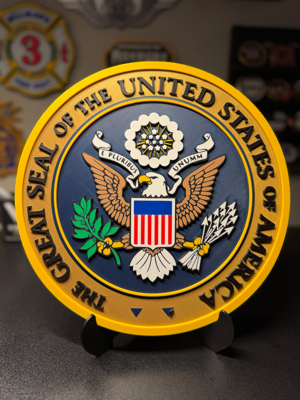 United States Seal of America 3D Plaque with Stand and Wall Mount Decorative Military Display