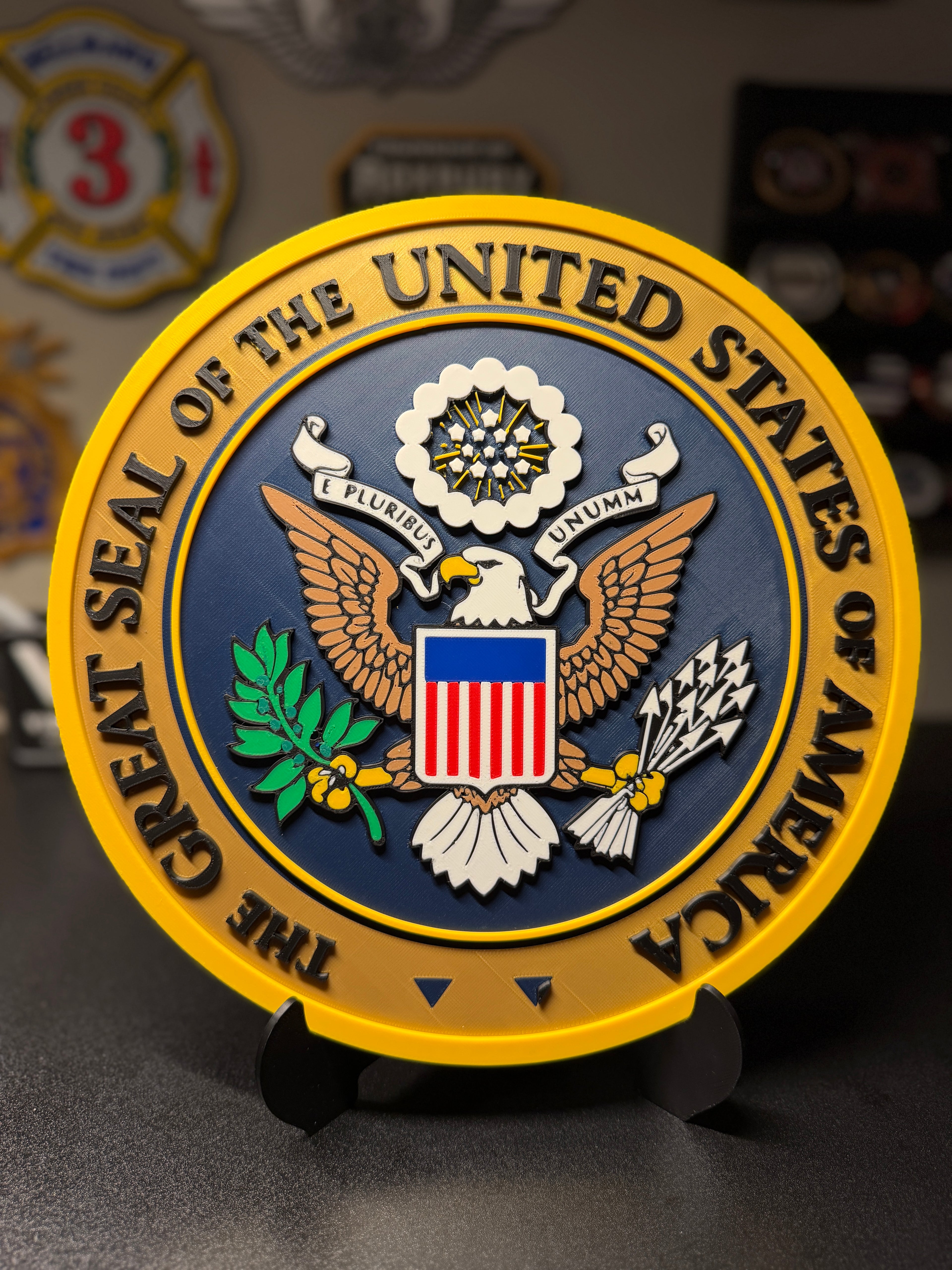 United States Seal of America 3D Plaque with Stand and Wall Mount Decorative Military Display