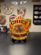 Custom Firefighter Helmet Shield Replica | 3D Display with Stand