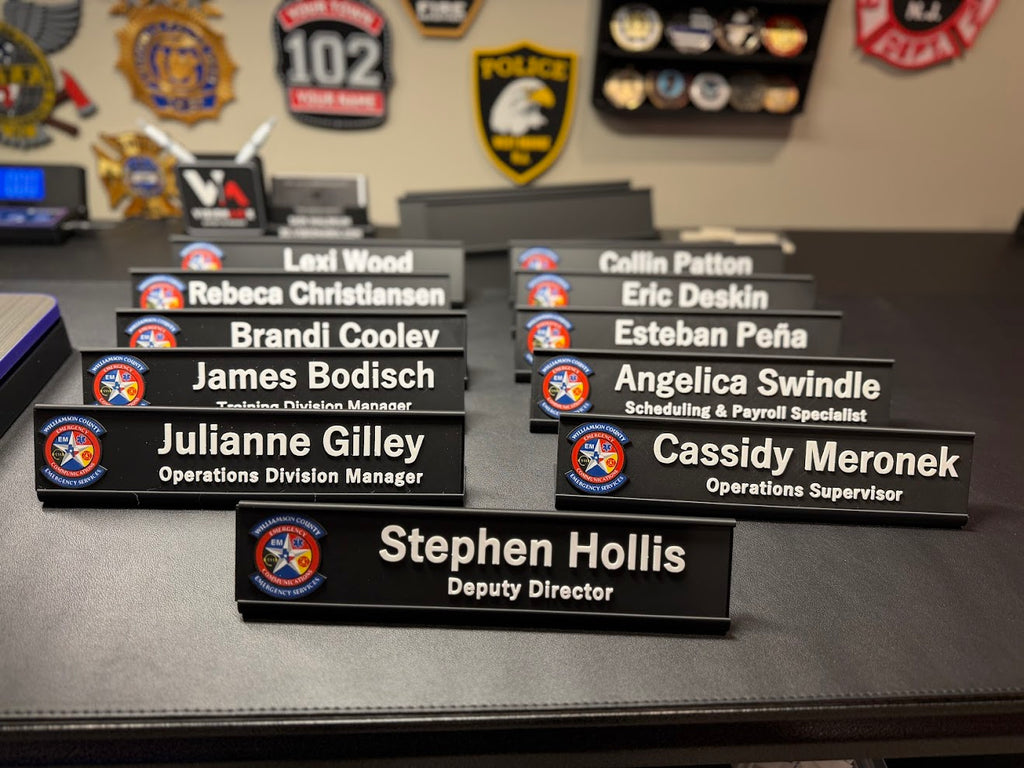 Custom Desk Name Plate with Logo | Personalized Office Sign | 3D Printed
