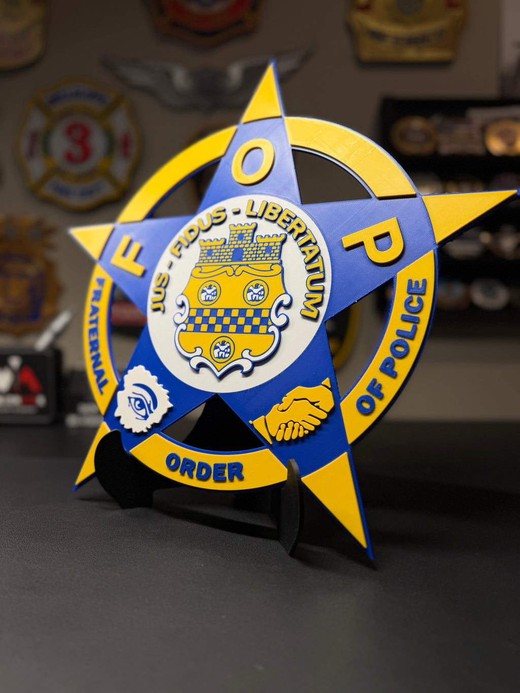 FOP 3D Plaque | Fraternal Order of Police Display with Stand