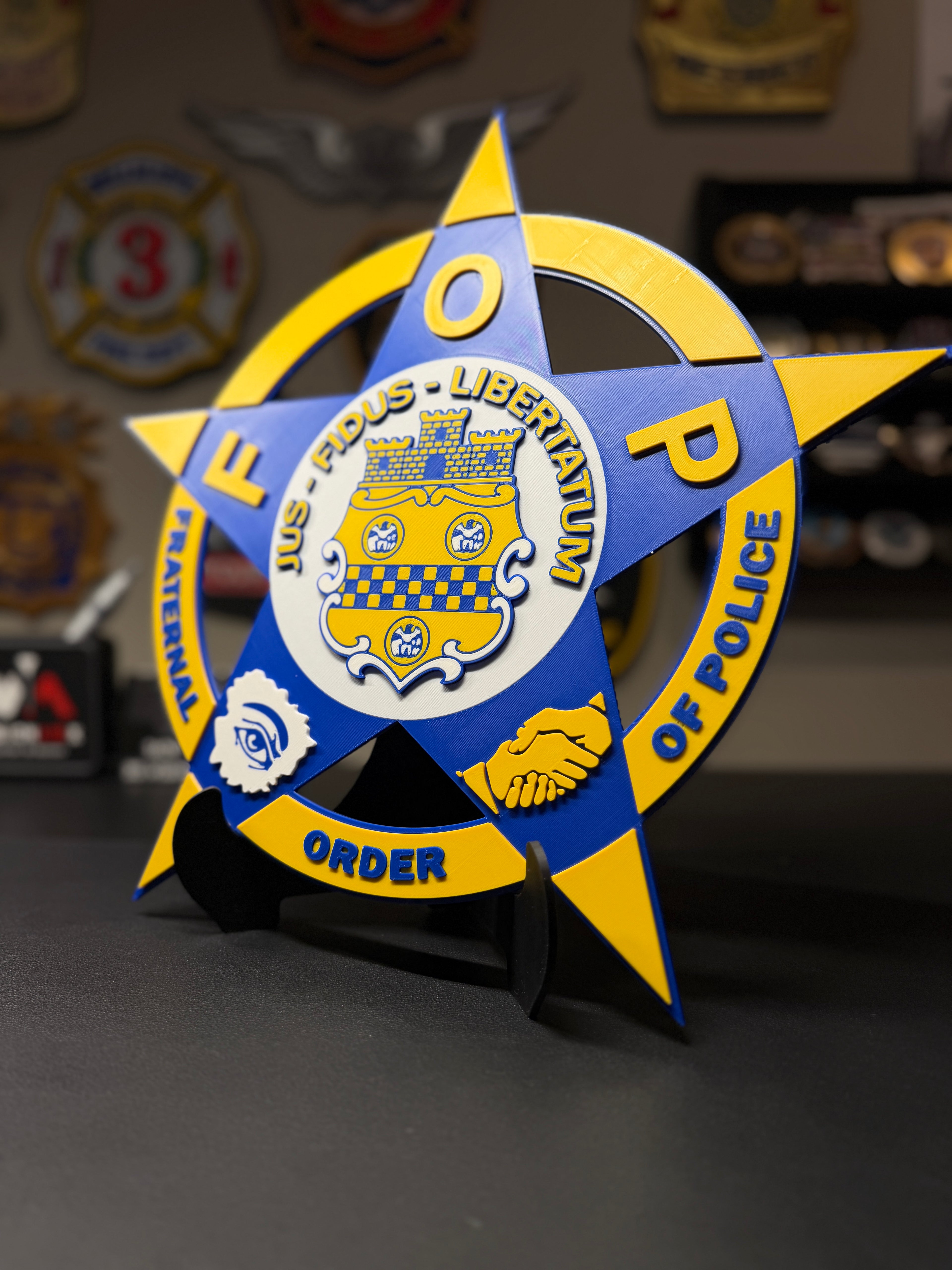 FOP 3D Plaque | Fraternal Order of Police Display with Stand