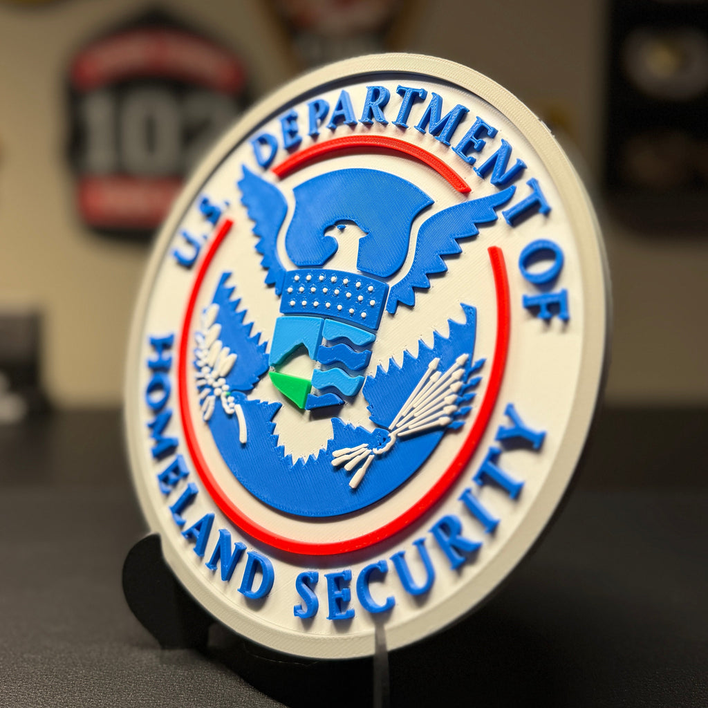 U.S. Department of Homeland Security 3D Plaque | DHS Seal Sign | Desk Display with Stand