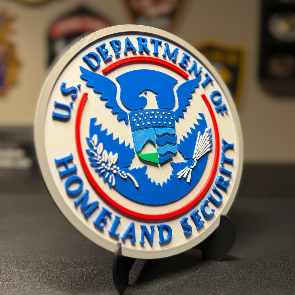 U.S. Department of Homeland Security 3D Plaque | DHS Seal Sign | Desk Display with Stand