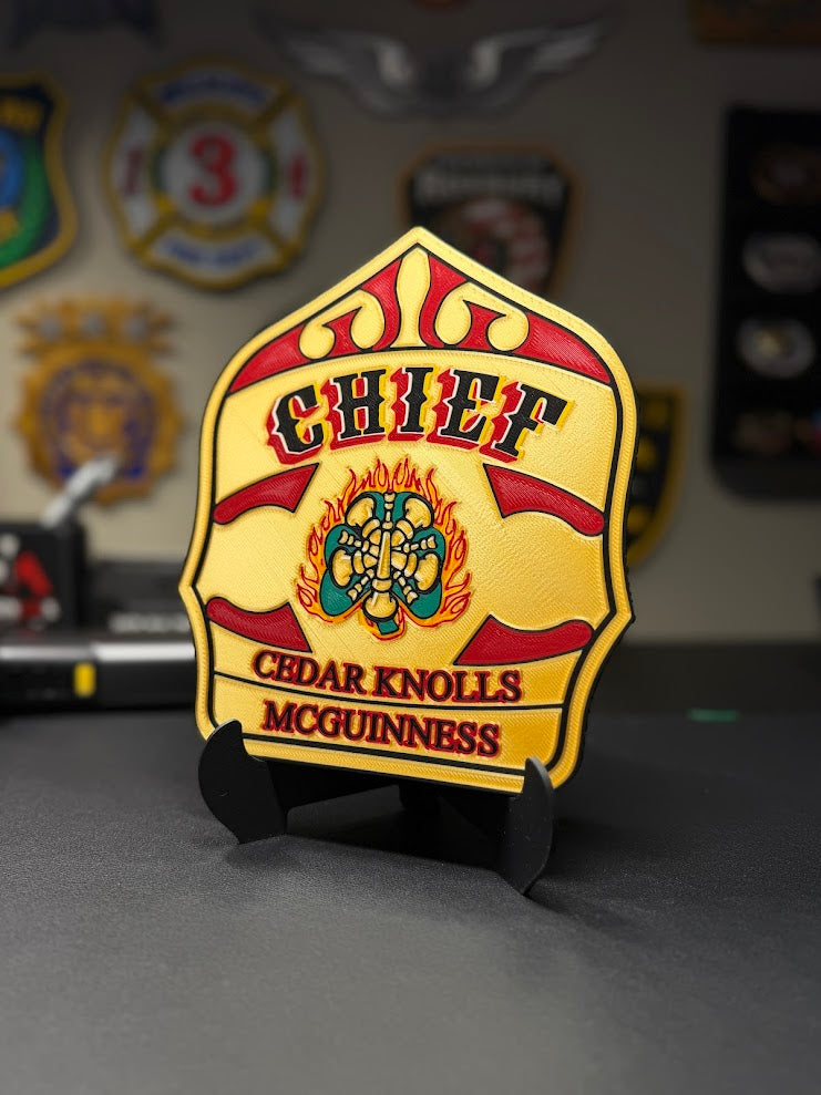 Custom 3D-Printed Firefighter Shield Replica – YOUR Shield 3D Printed for Display