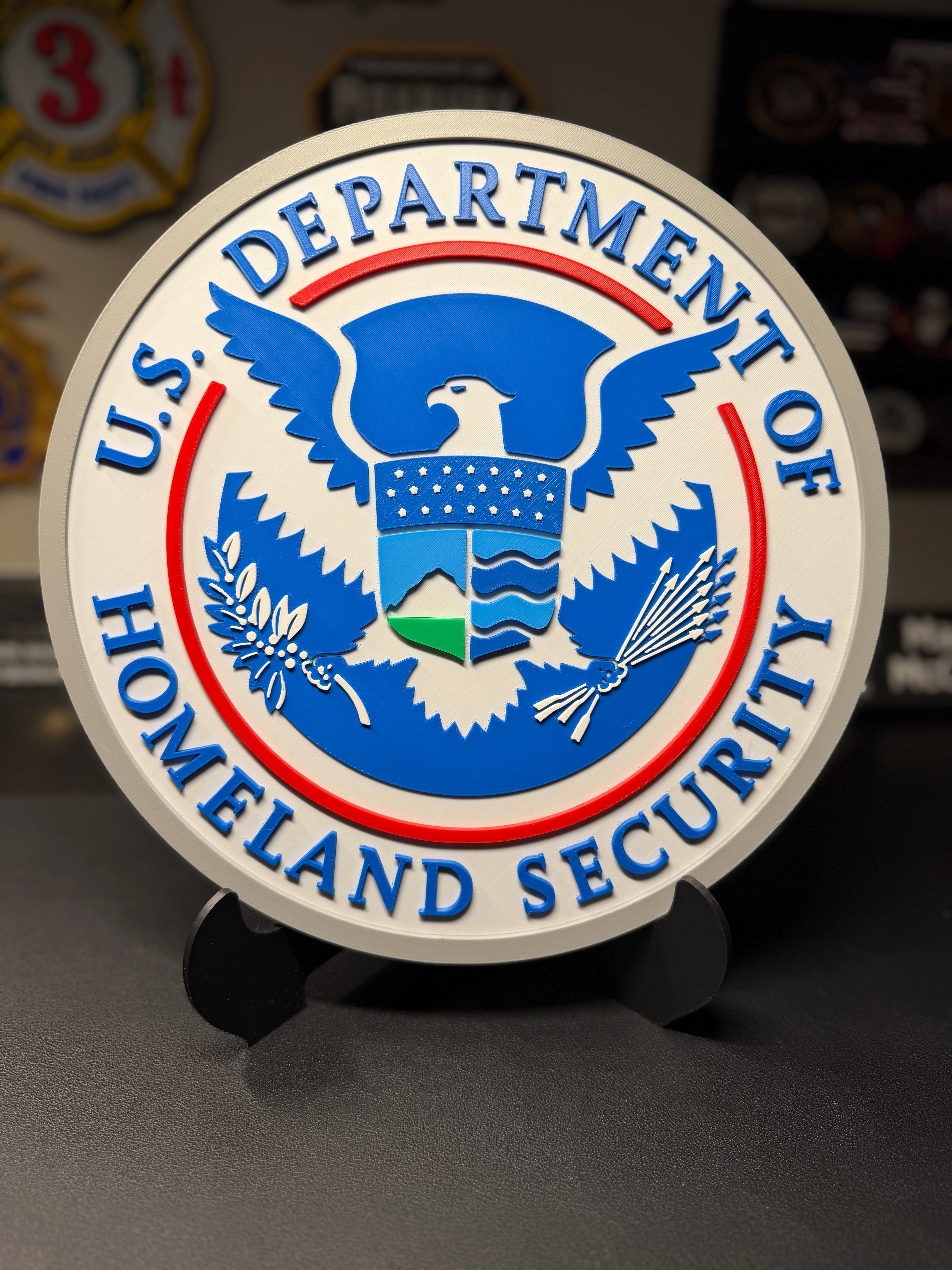 U.S. Department of Homeland Security 3D Plaque | DHS Seal Sign | Desk Display with Stand