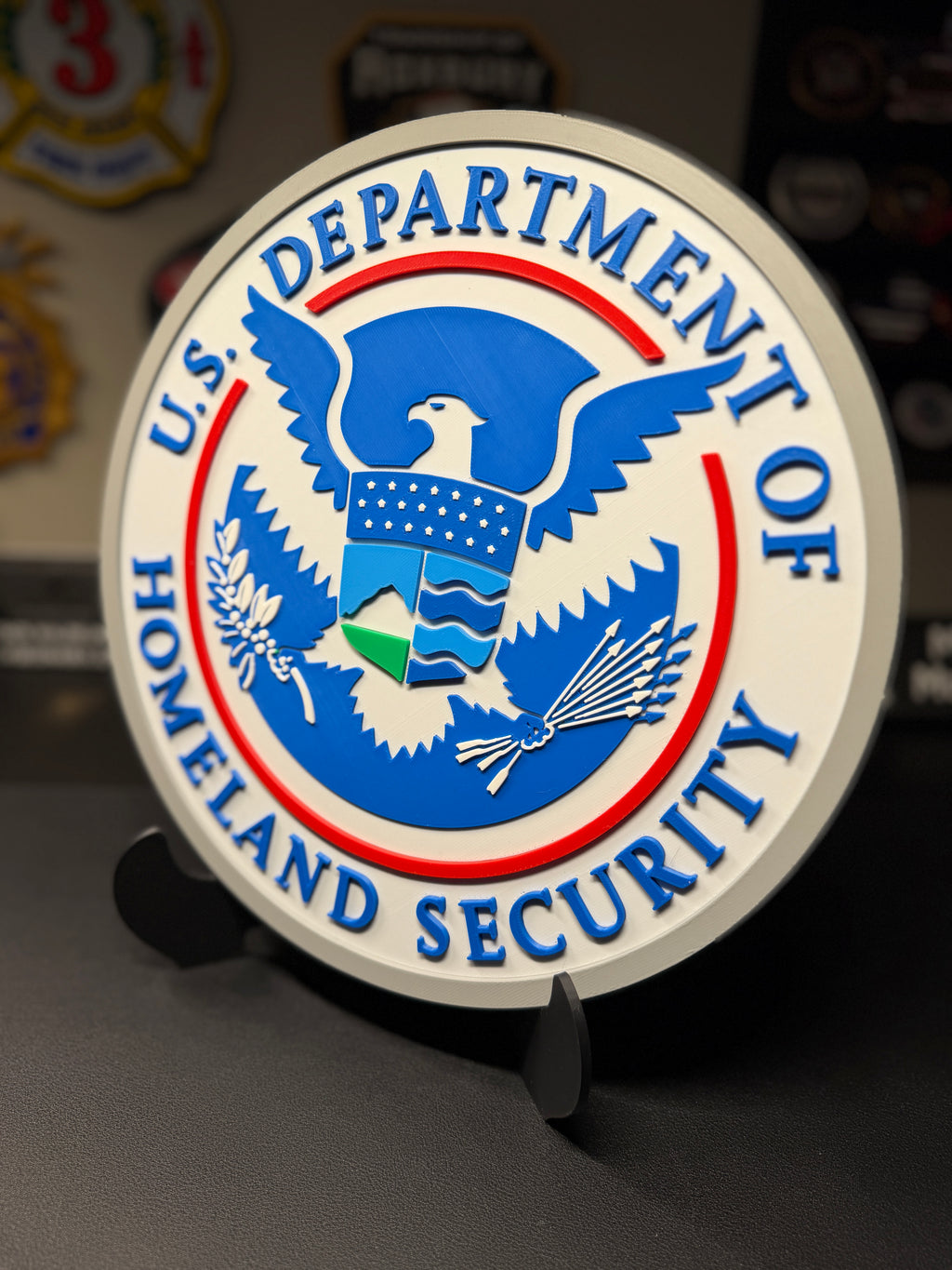 U.S. Department of Homeland Security 3D Plaque | DHS Seal Sign | Desk Display with Stand