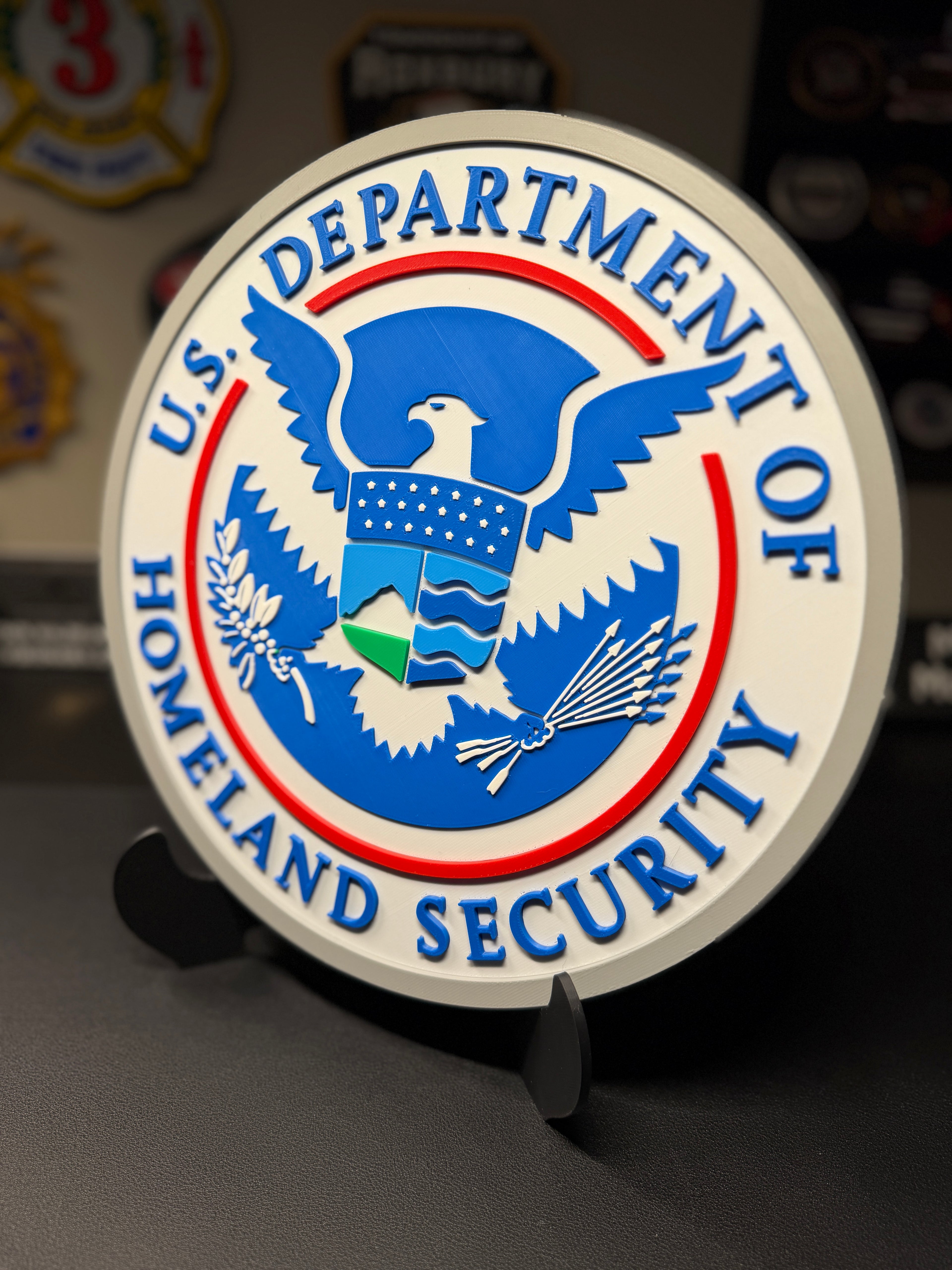 U.S. Department of Homeland Security 3D Plaque | DHS Seal Sign | Desk Display with Stand