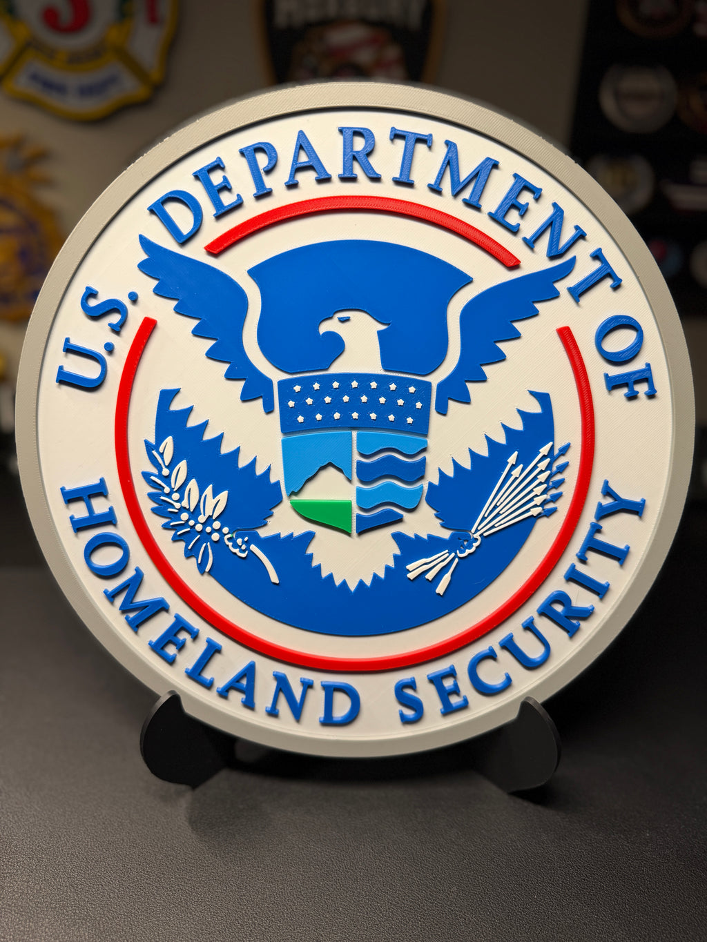 U.S. Department of Homeland Security 3D Plaque | DHS Seal Sign | Desk Display with Stand