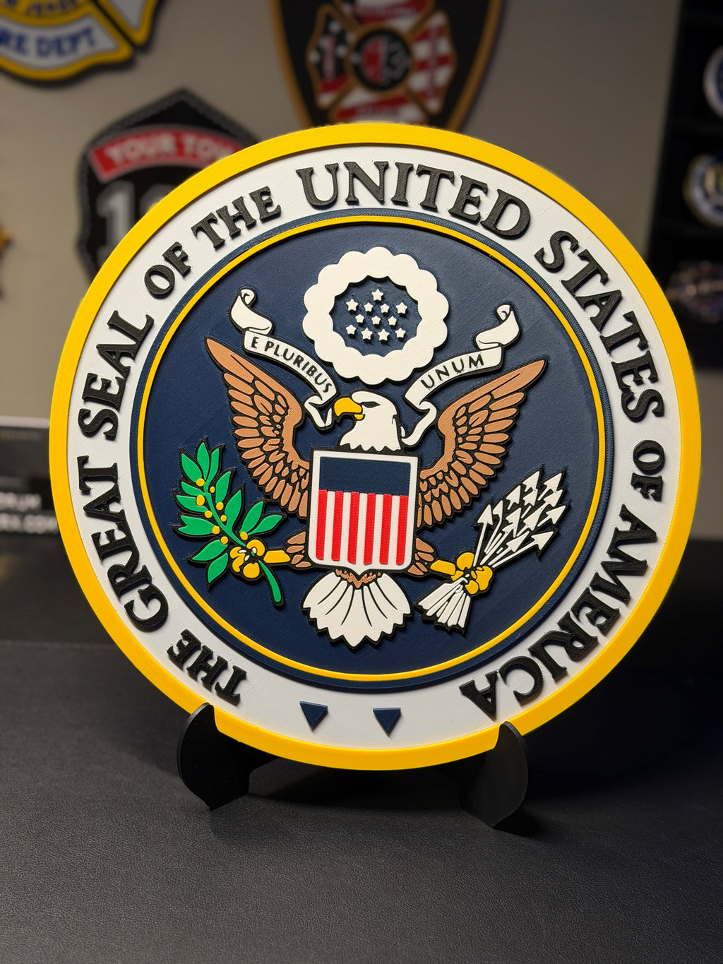 United States Seal of America 3D Plaque with Stand and Wall Mount Decorative Military Display
