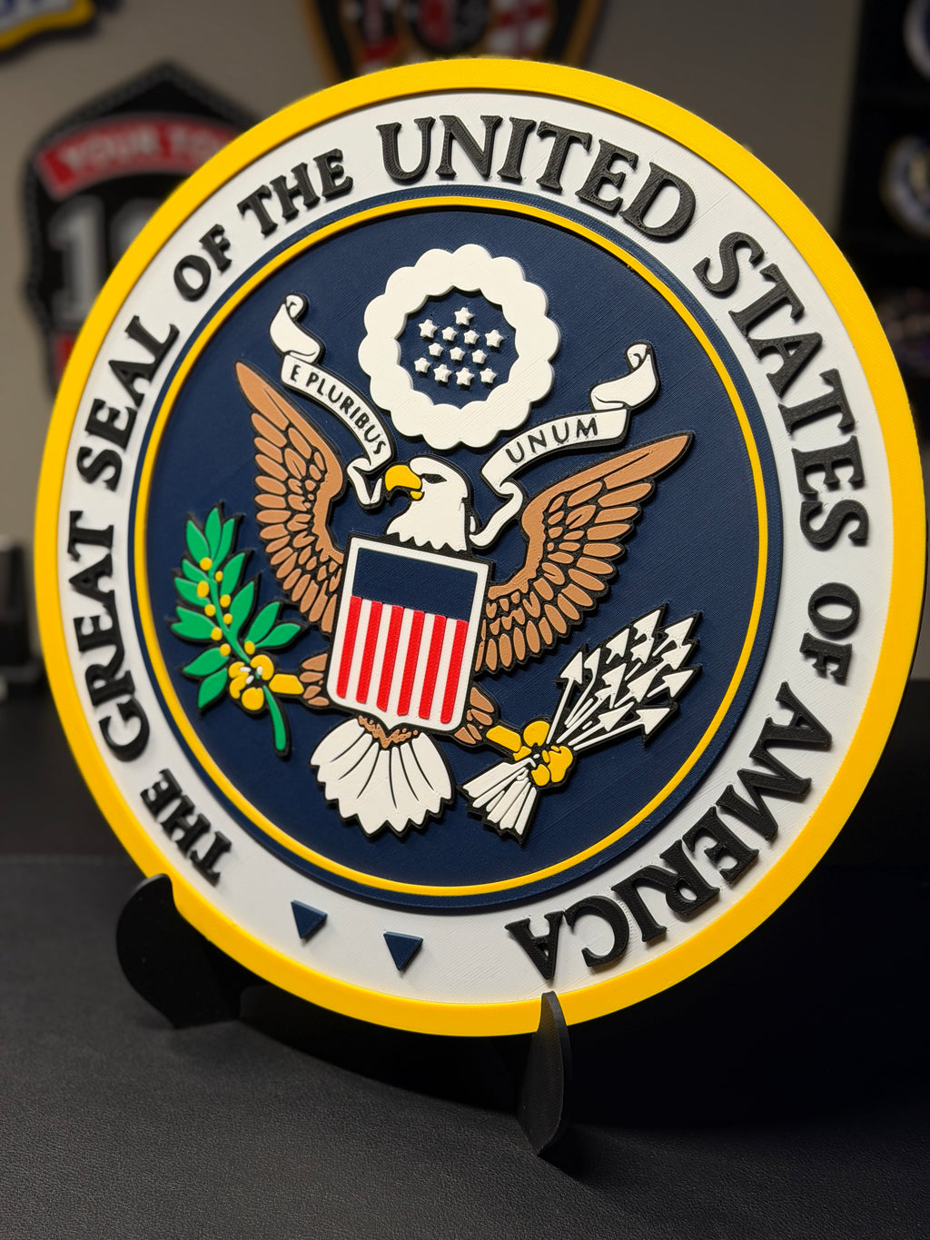 United States Seal of America 3D Plaque with Stand and Wall Mount Decorative Military Display