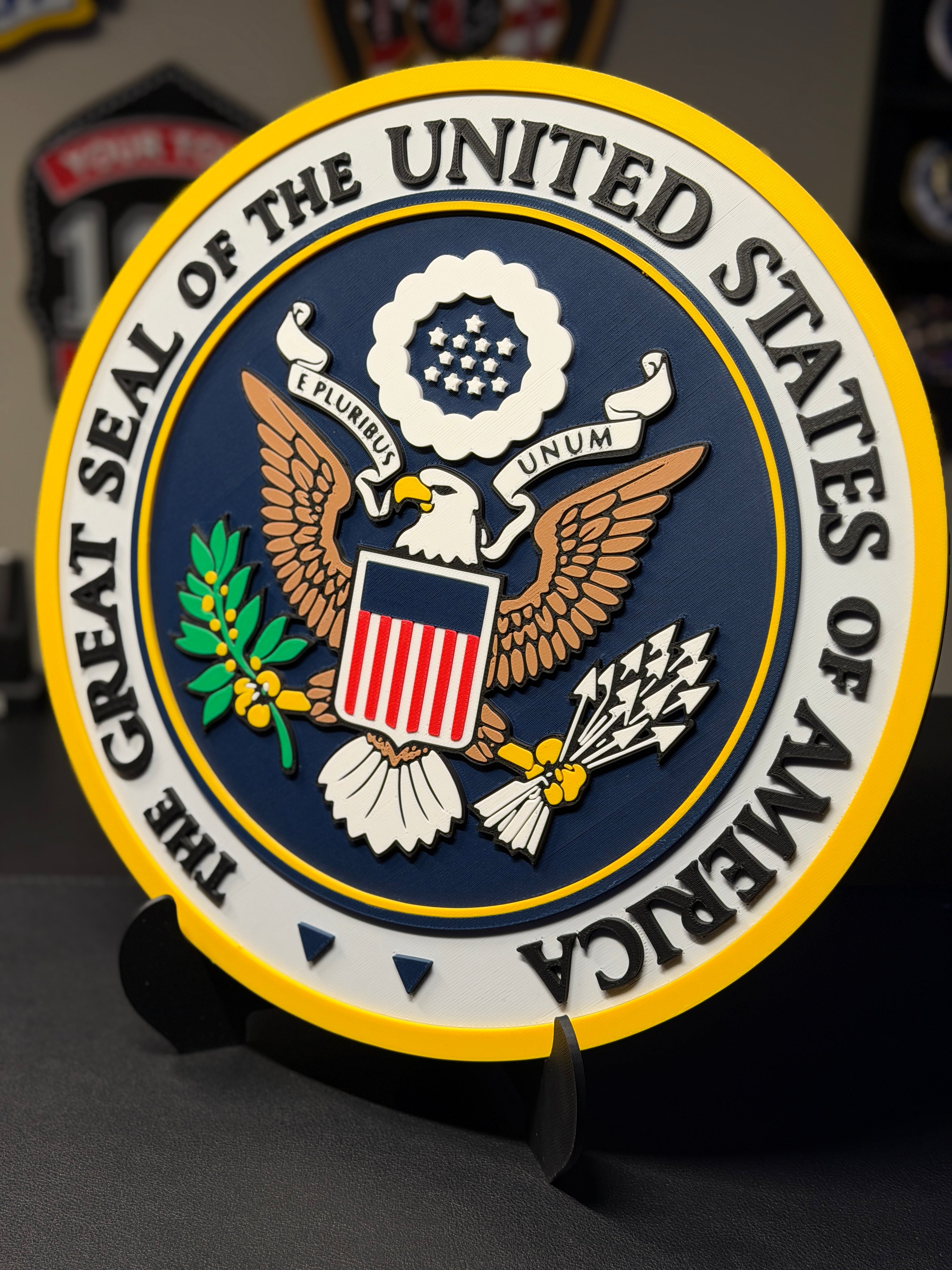 United States Seal of America 3D Plaque with Stand and Wall Mount Decorative Military Display