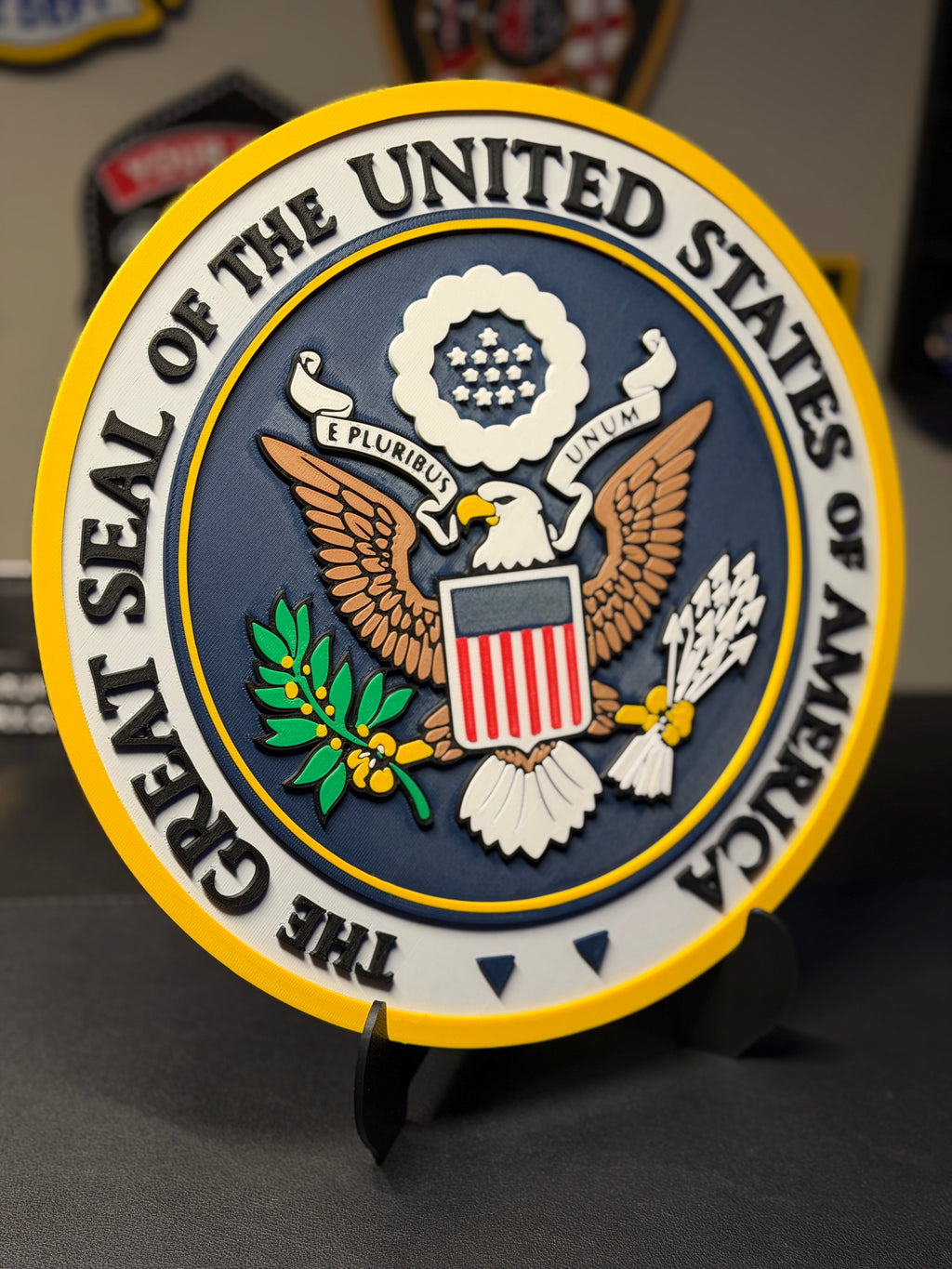 United States Seal of America 3D Plaque with Stand and Wall Mount Decorative Military Display