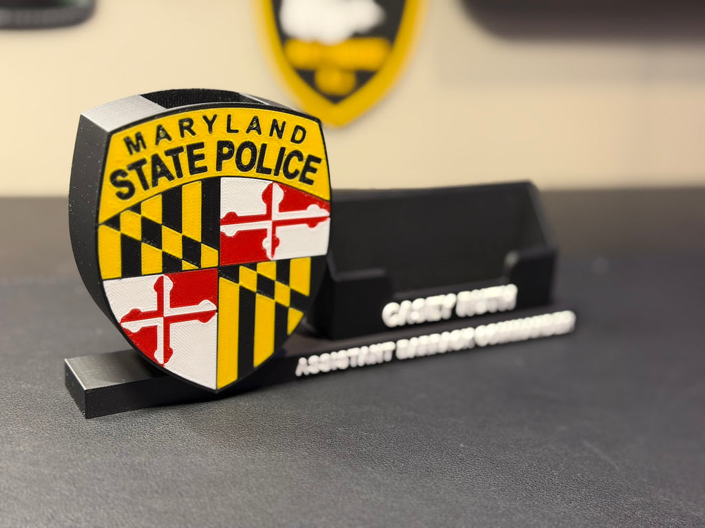 Custom 3D Logo Desk Display | Personalized Name & Pen Card Holder