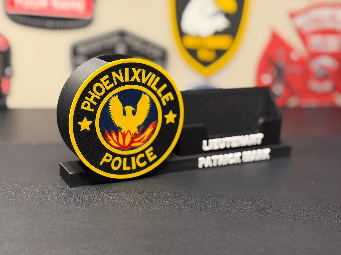 Custom 3D Logo Desk Display | Personalized Name & Pen Card Holder
