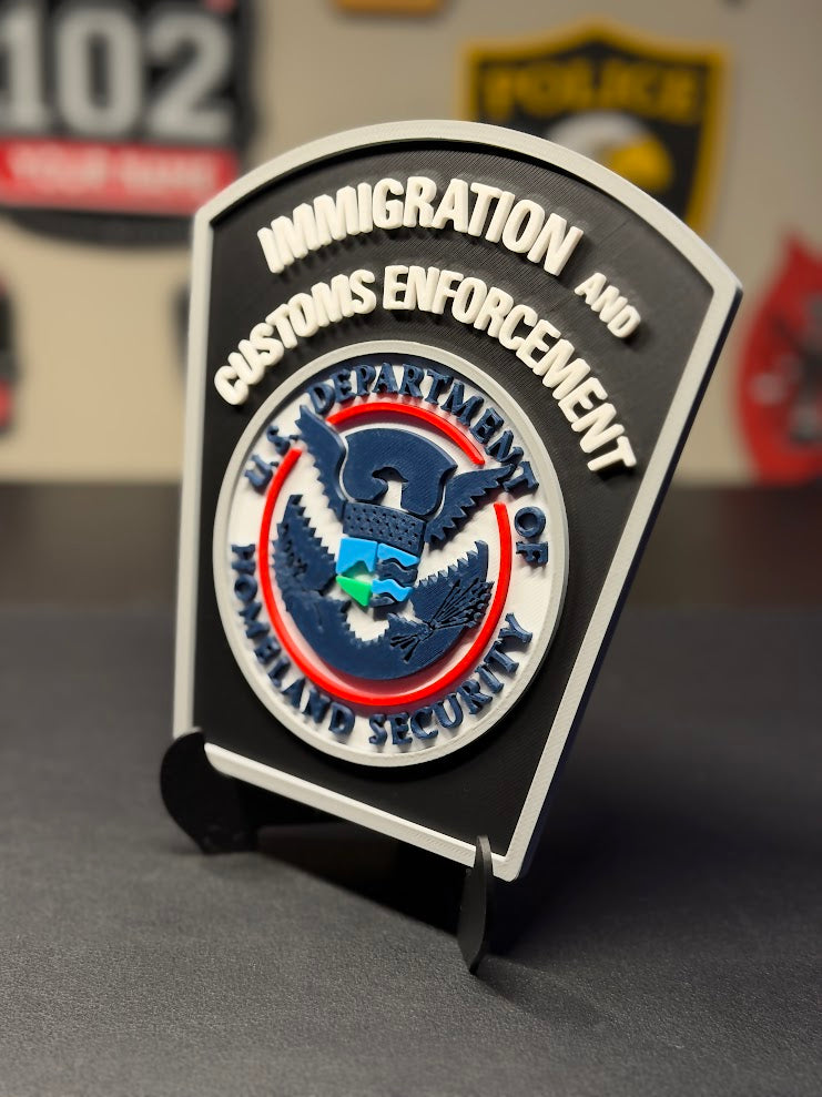 ICE Immigration and Customs Enforcement 3D Printed Display Plaque