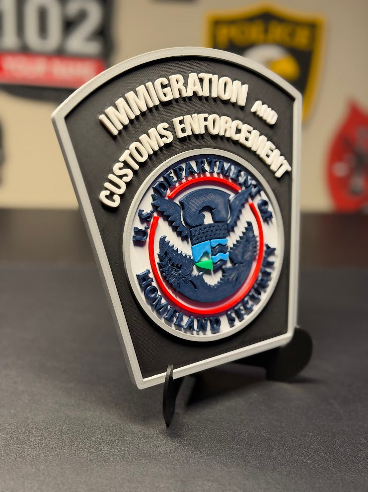 ICE Immigration and Customs Enforcement 3D Printed Display Plaque