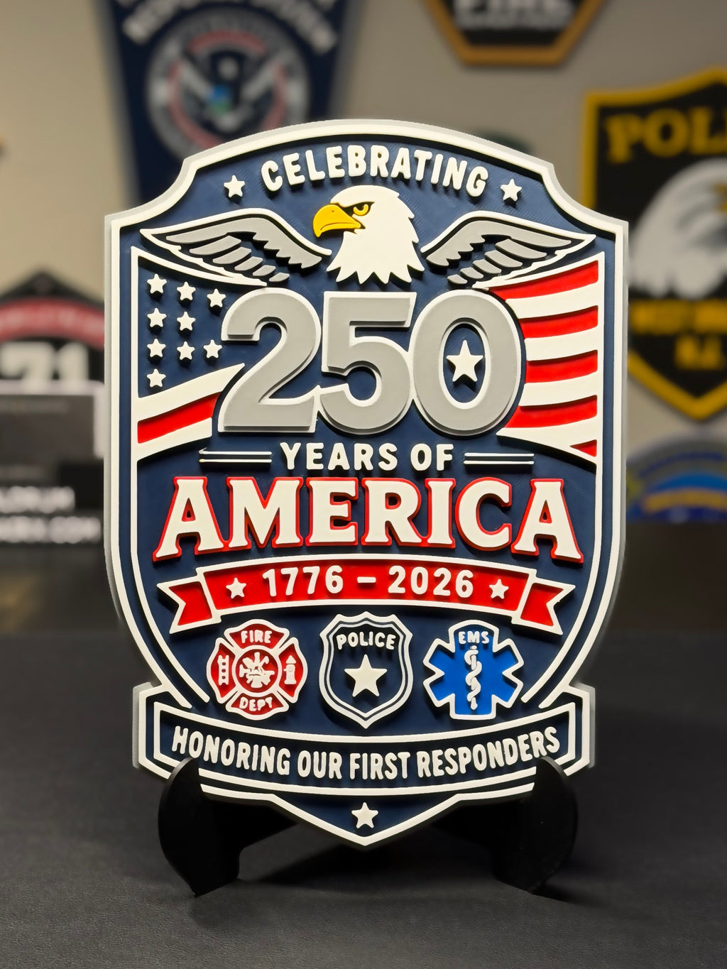 250 Years of America 3D Plaque | First Responder Tribute Display