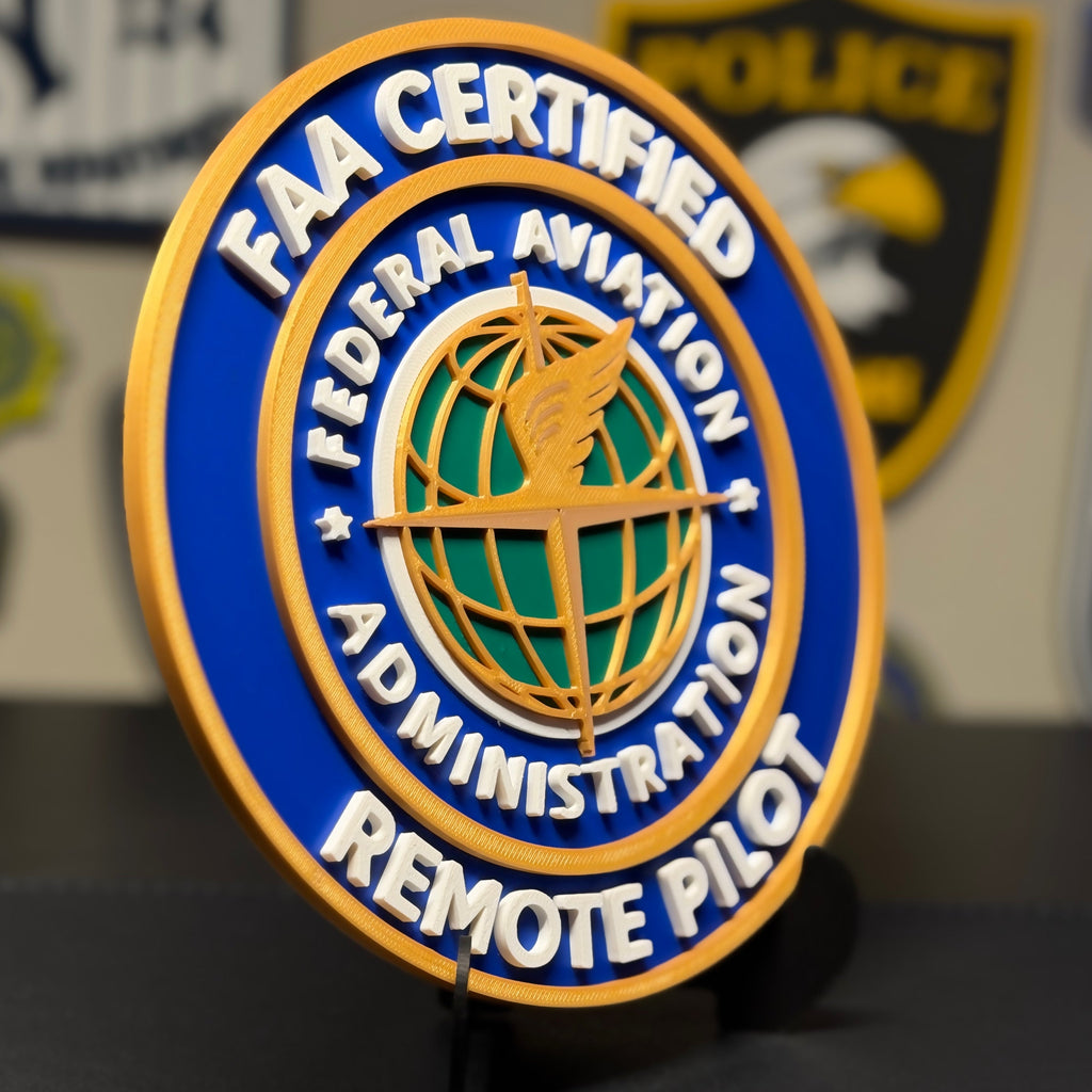 FAA Certified Remote Pilot 3D Plaque | Part 107 Drone Pilot Desk Display with Stand