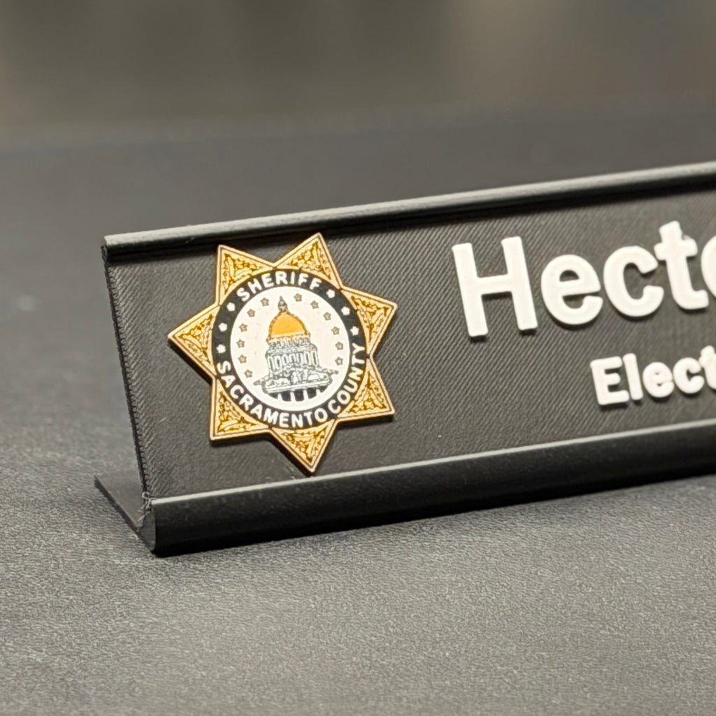 Custom Desk Nameplate With Holder | Optional Full Color Logo
