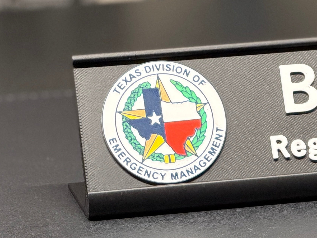 Custom Desk Nameplate With Holder | Optional Full Color Logo