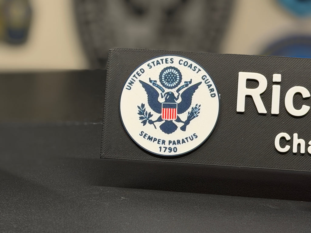 Custom Desk Nameplate With Holder | Optional Full Color Logo