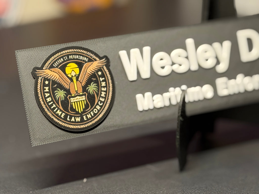 Custom Desk Nameplate With Holder | Optional Full Color Logo