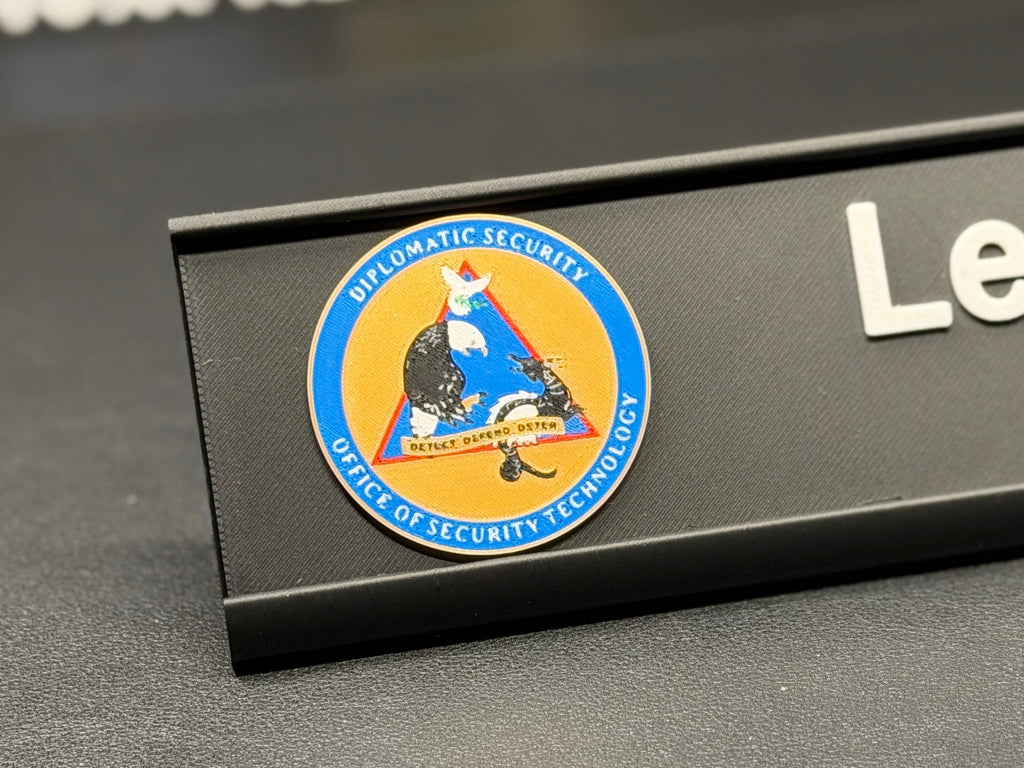 Custom Desk Nameplate With Holder | Optional Full Color Logo