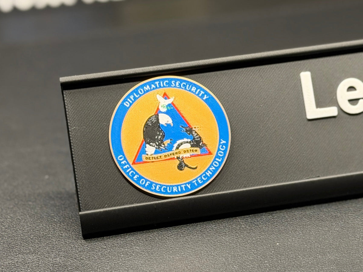 Custom Desk Nameplate With Holder | Optional Full Color Logo