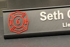 Custom Desk Nameplate With Holder | Optional Full Color Raised Logo