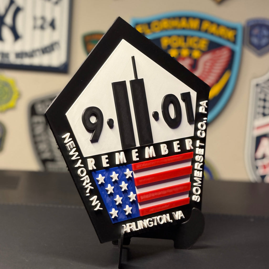 9/11 Memorial Plaque | Never Forget September 11 Tribute | 3D Printed Display