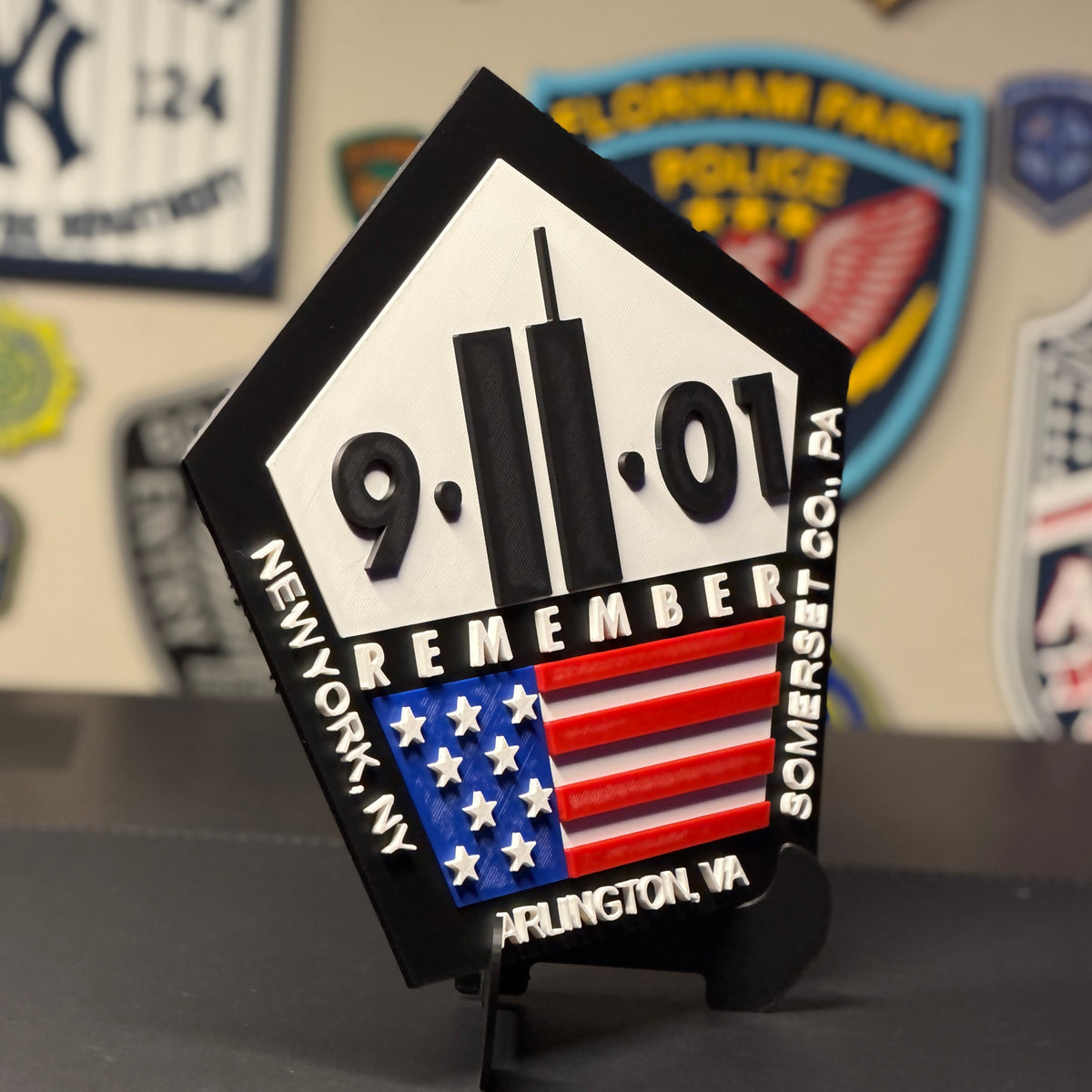 9/11 Memorial Plaque | Never Forget September 11 Tribute | 3D Printed Display