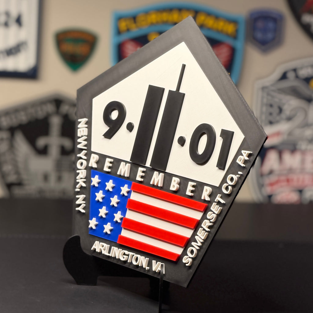 9/11 Memorial Plaque | Never Forget September 11 Tribute | 3D Printed Display