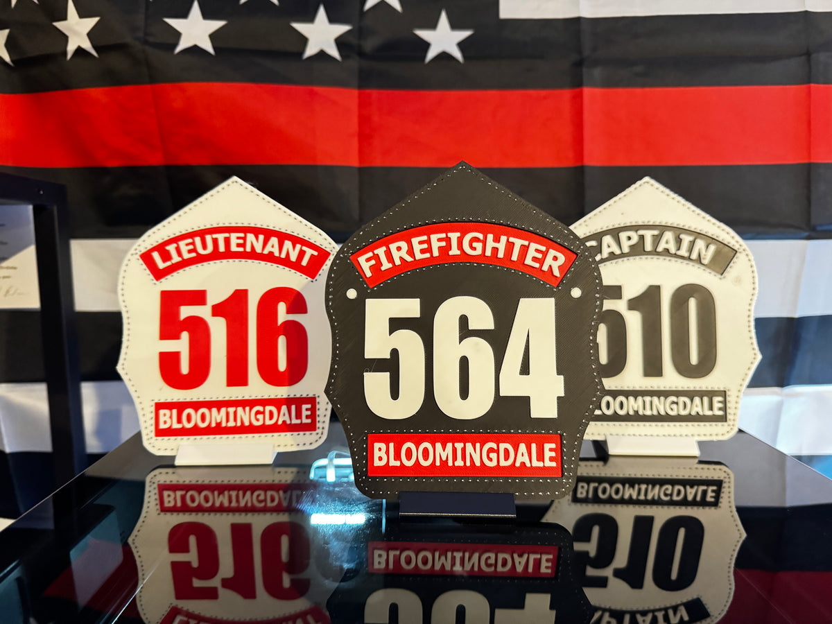 Custom Firefighter Helmet Shield Replica | 3D Display with Stand