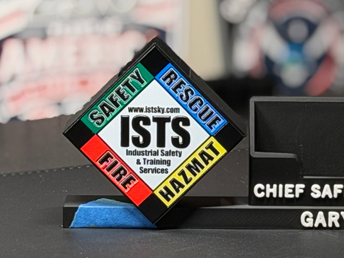 Custom Desk Display | Full Color Raised Logo, Nameplate, Pen and Card Holder