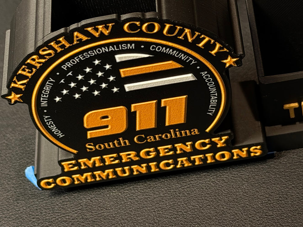 Custom Desk Display | Full Color Raised Logo, Nameplate, Pen and Card Holder
