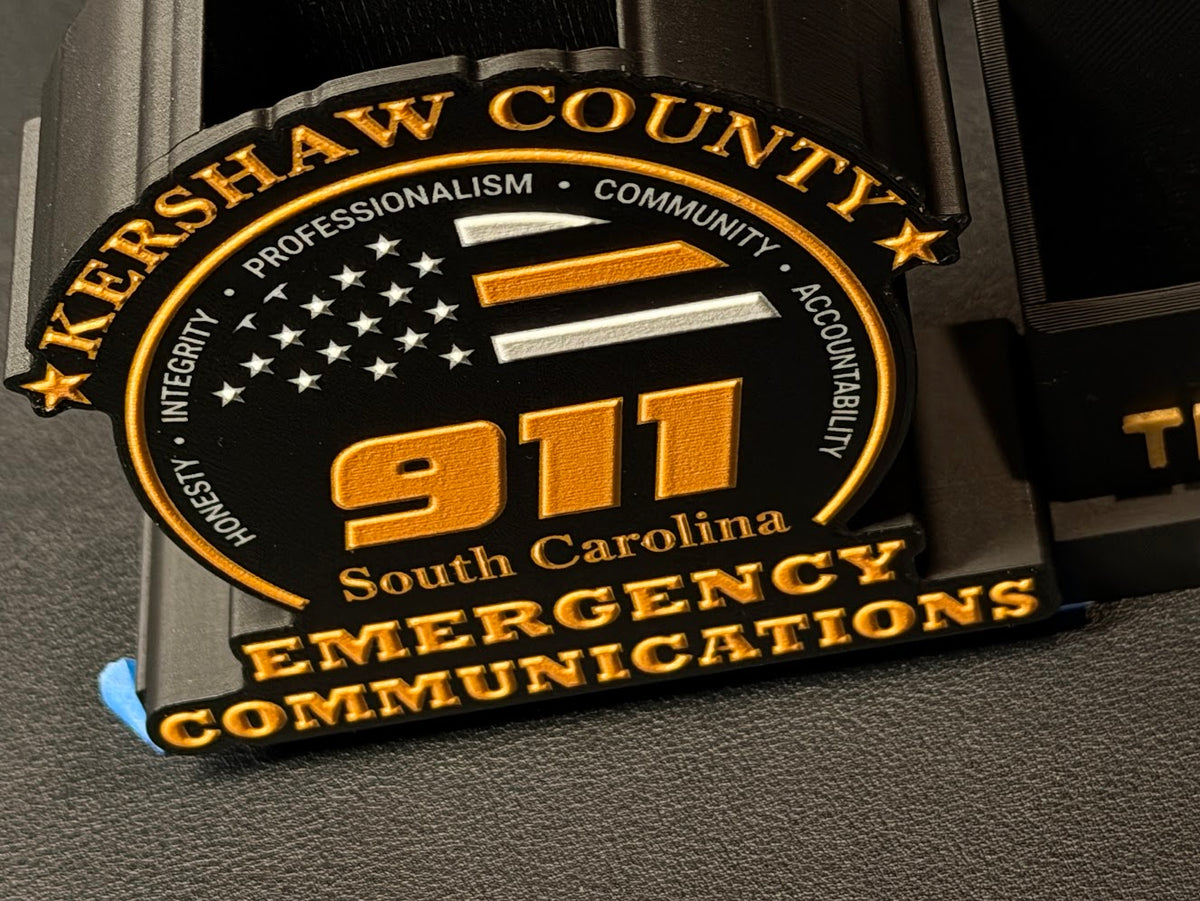 Custom Desk Display | Full Color Raised Logo, Nameplate, Pen and Card Holder