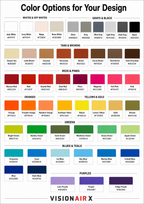 Color Options for Your Design — VisionAir X named color palette for custom shield colors