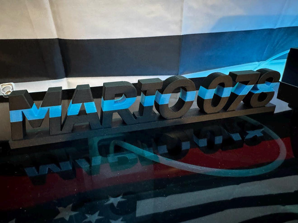 Custom 3D Duty Desk Name Stand – Personalized Display with Name & Badge Number