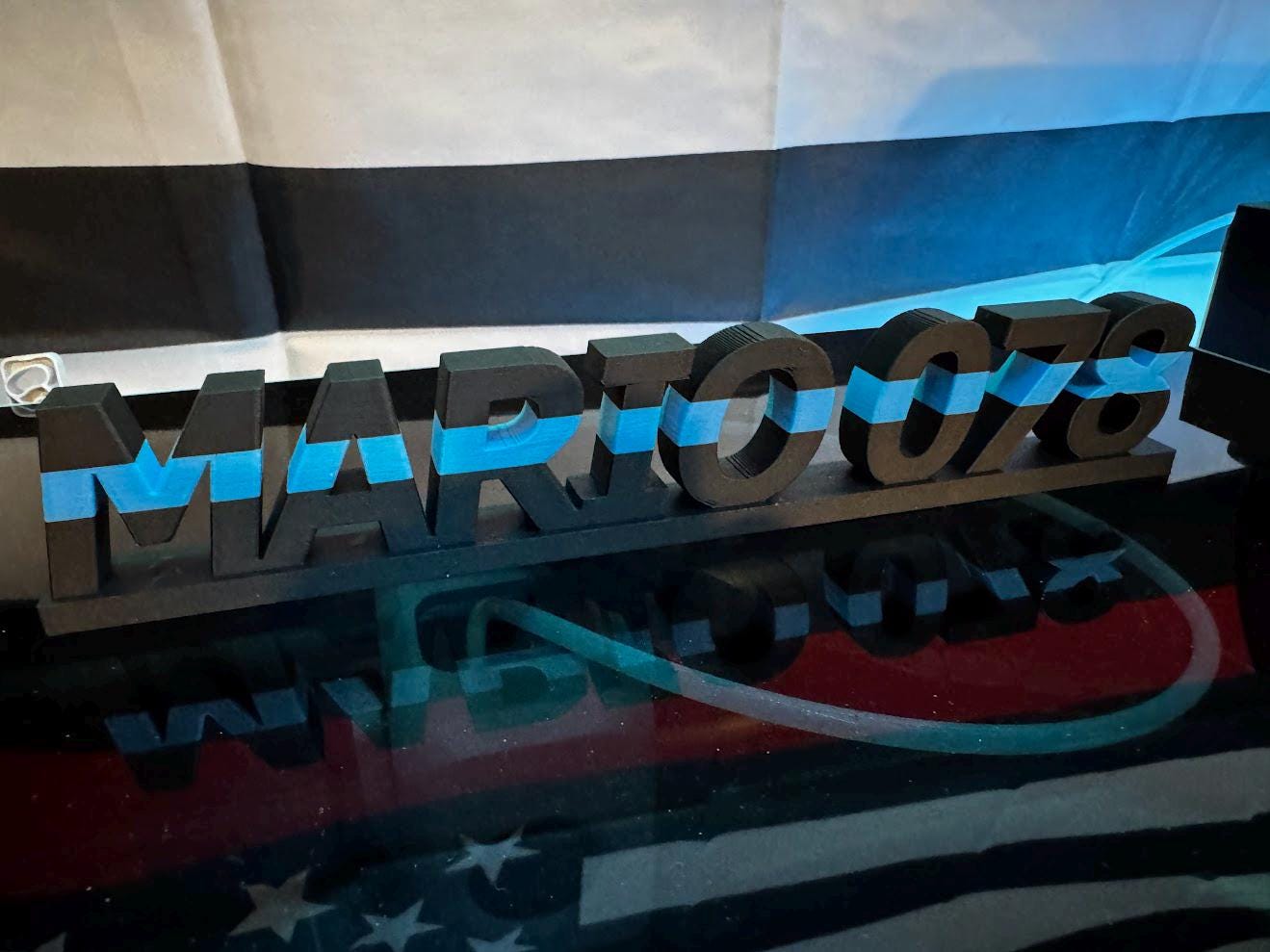 Custom 3D Duty Desk Name Stand – Personalized Display with Name & Badge Number