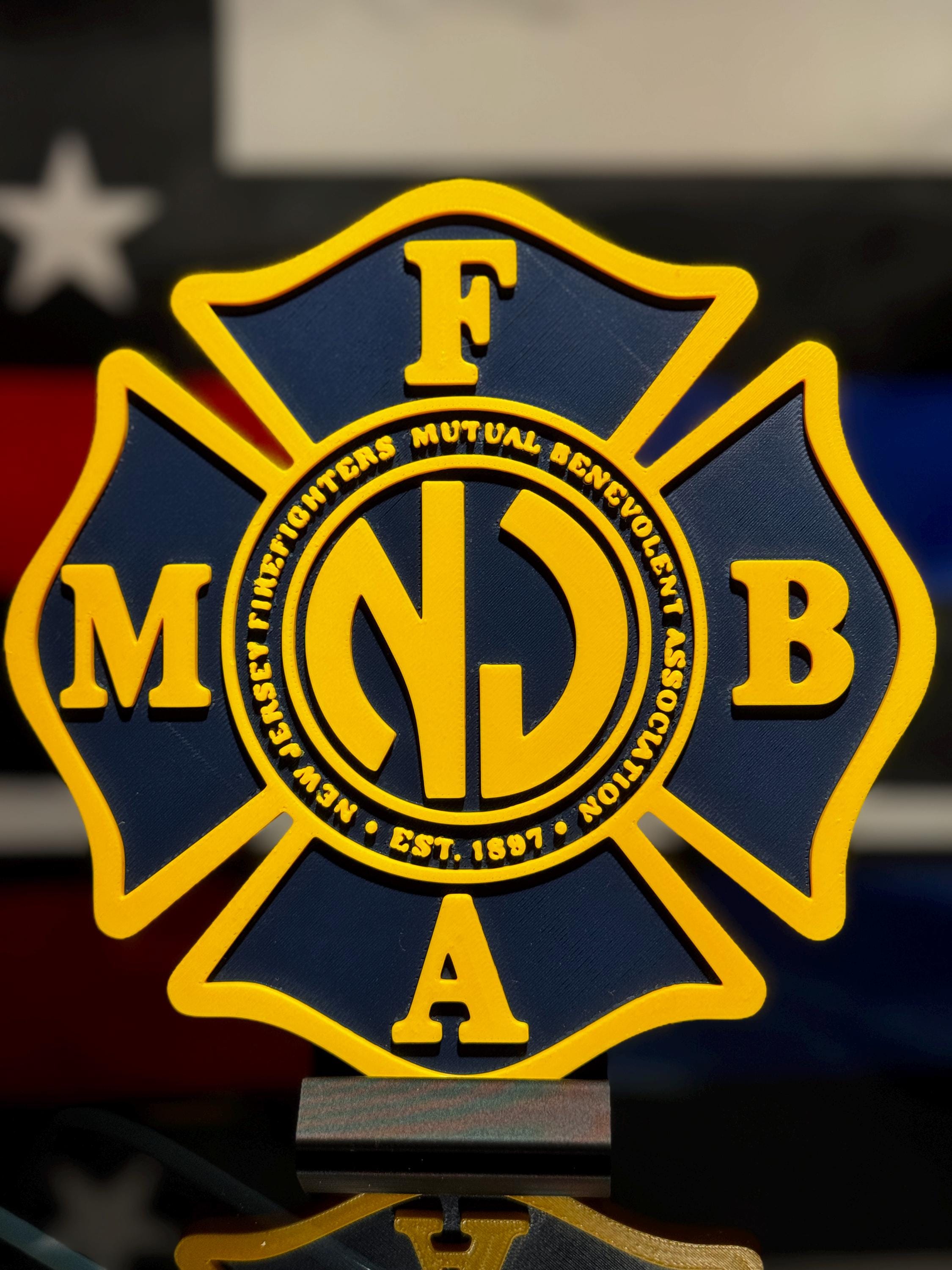 NJ FMBA 3D Plaque | Firefighter Gift, Desk Display