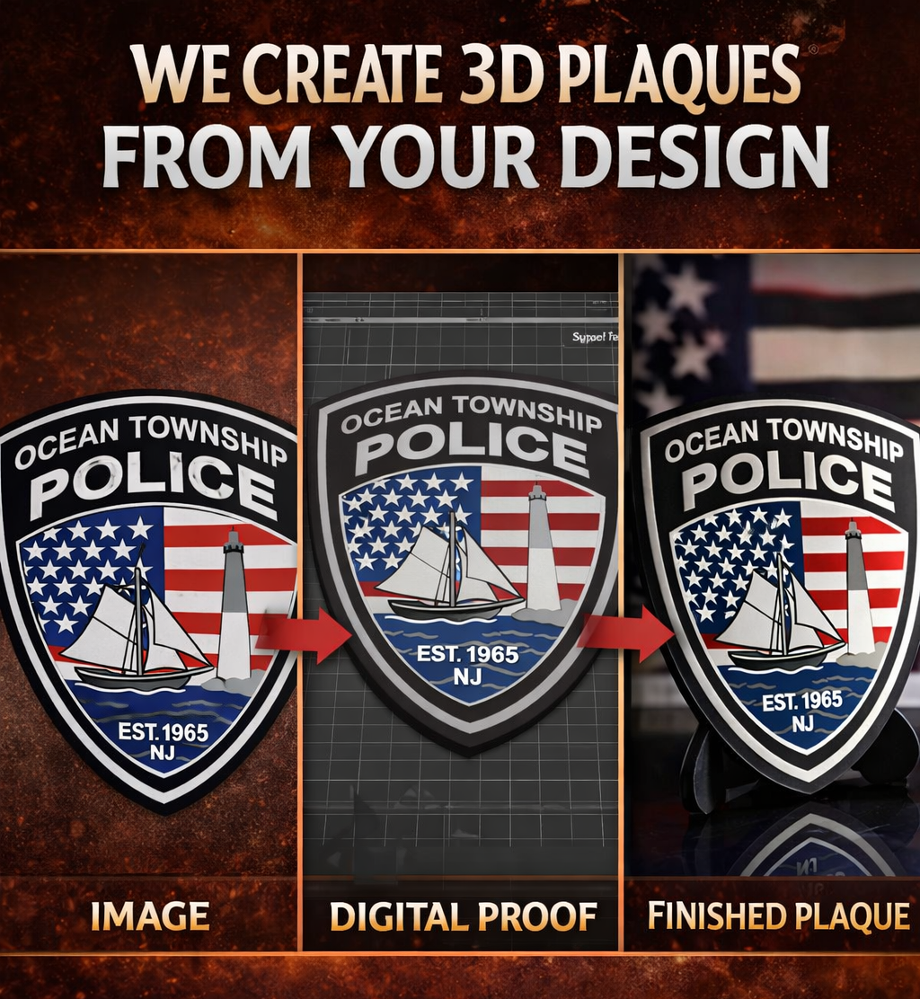 Custom 3D Printed Plaque From Your Patch, Badge or Logo
