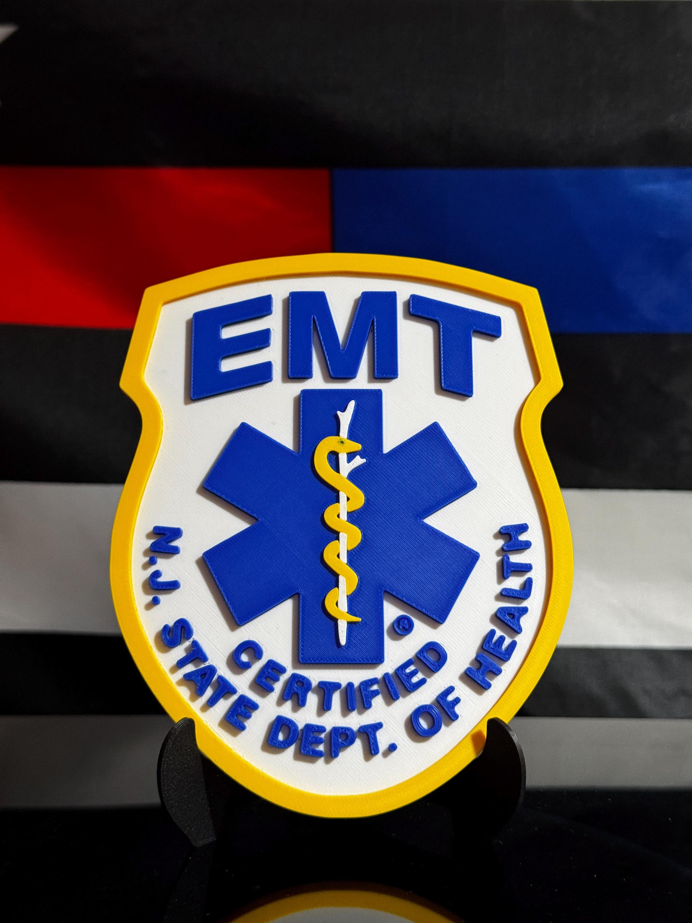 NJ EMT 3D Plaque | State Certified EMS Gift with Stand