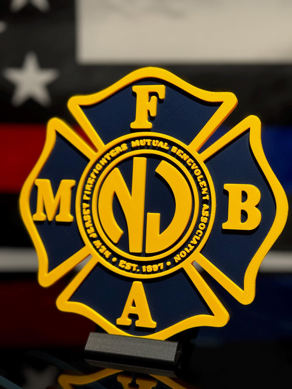 NJ FMBA 3D Plaque | Firefighter Gift, Desk Display