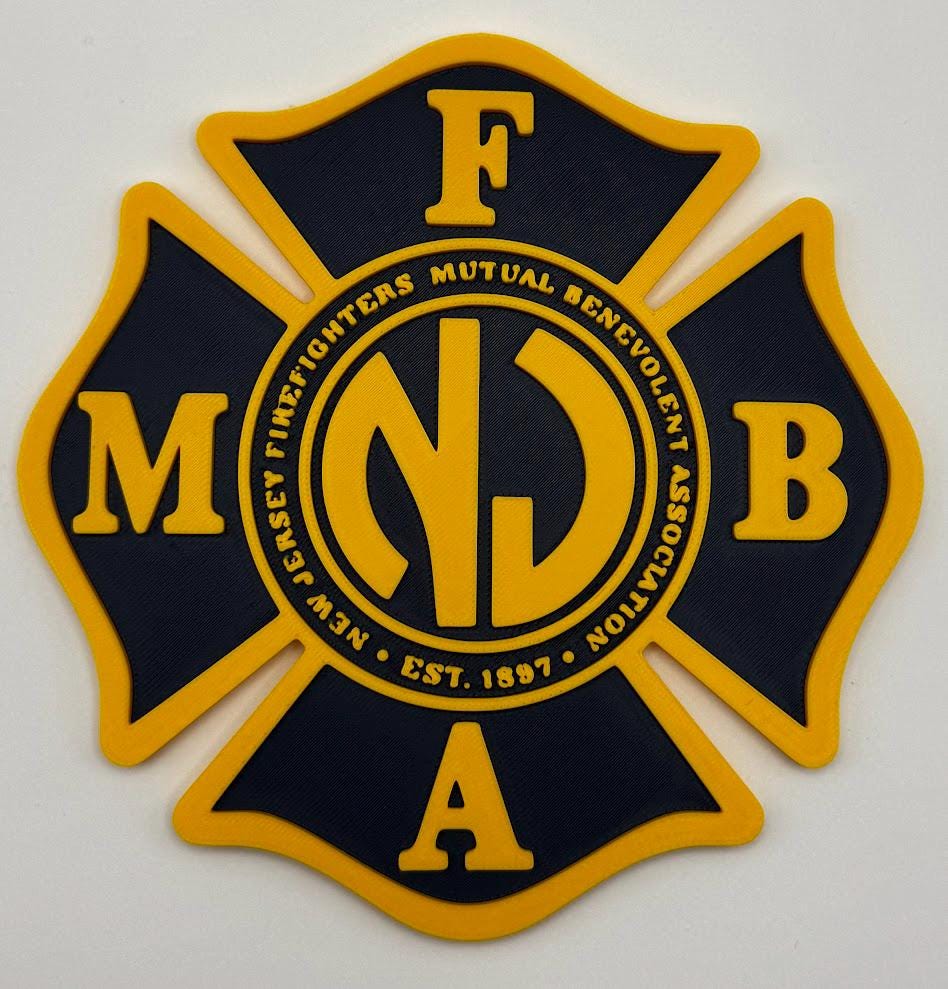 NJ FMBA 3D Plaque | Firefighter Gift, Desk Display