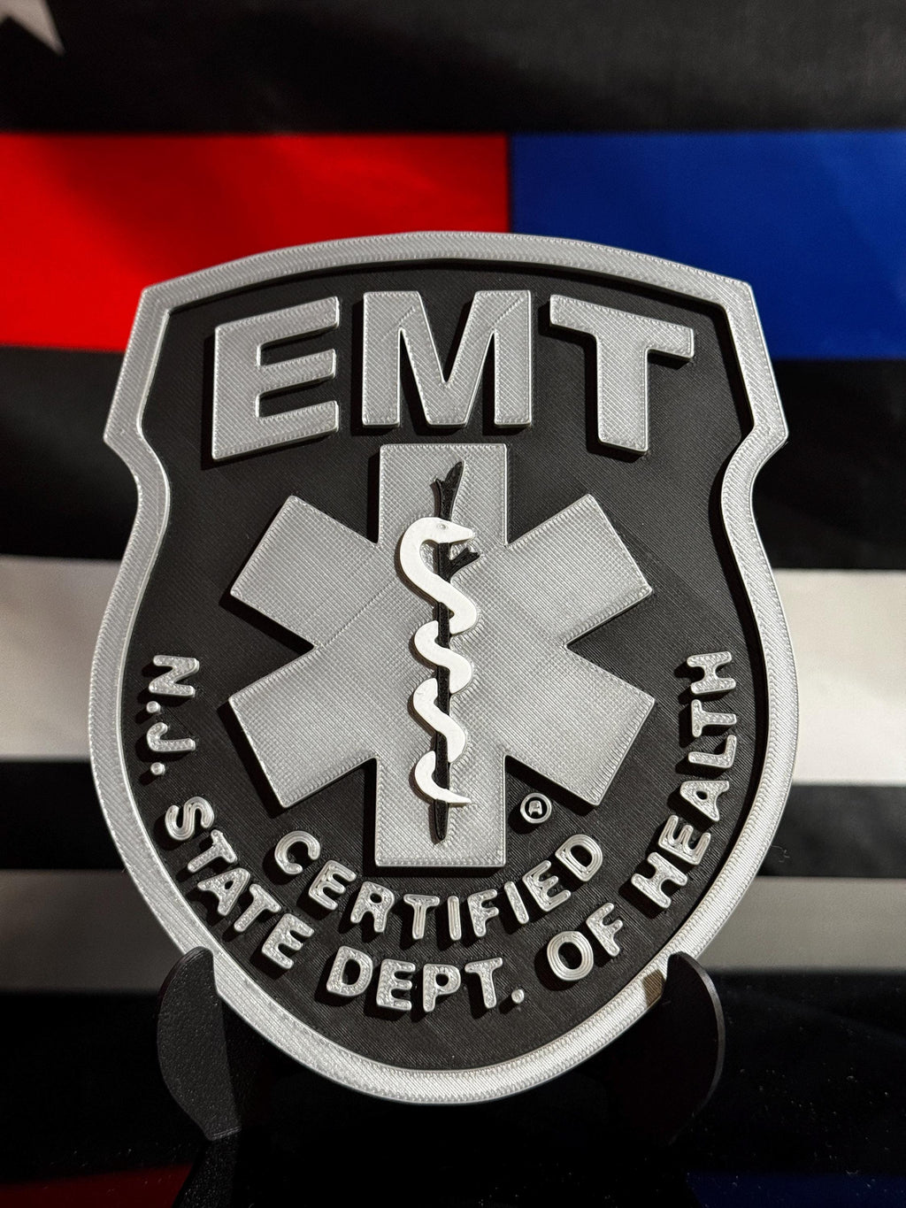 NJ EMT 3D Plaque | State Certified EMS Gift with Stand