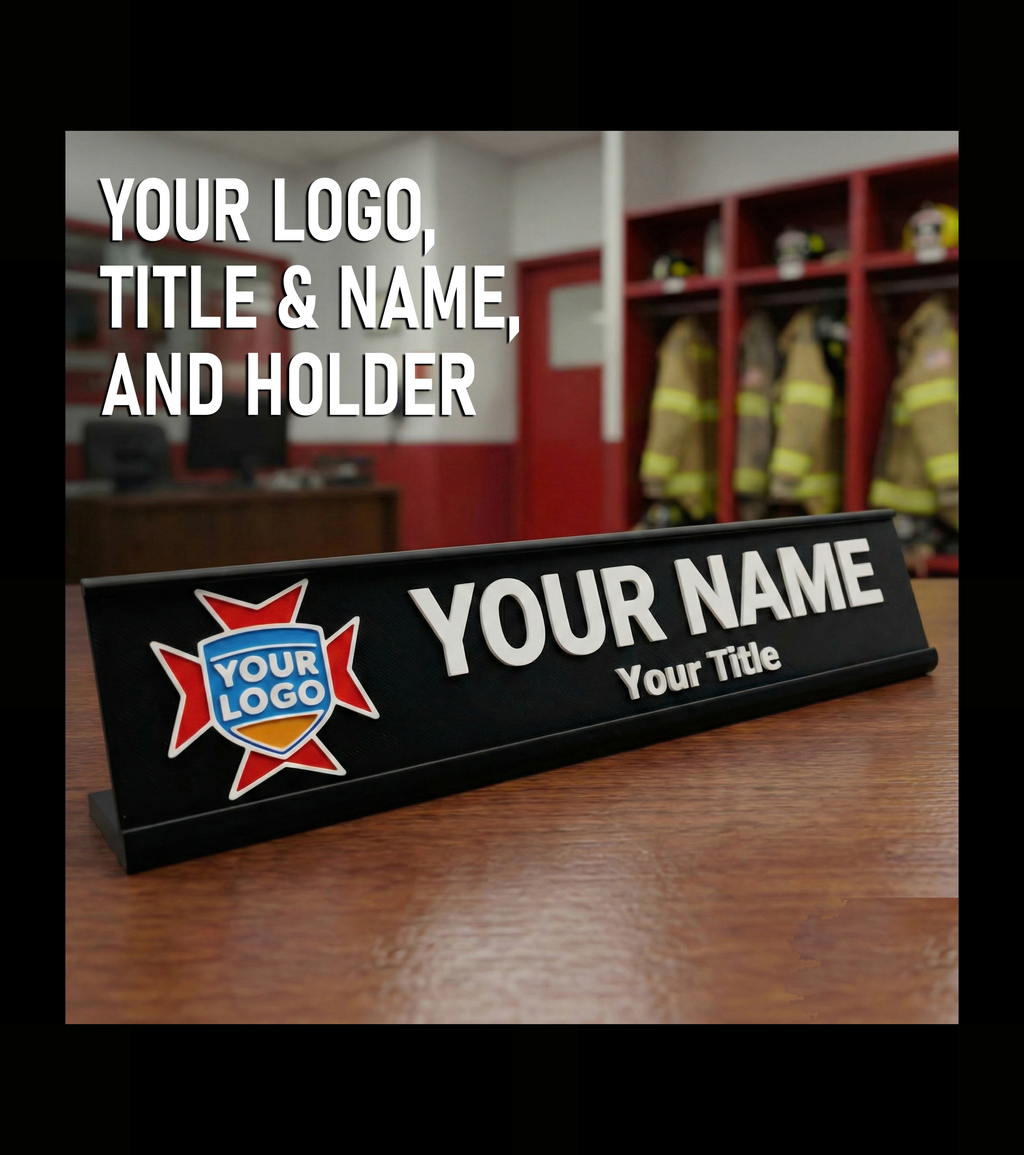 Custom Desk Name Plate with Logo | Personalized Office Sign | 3D Printed